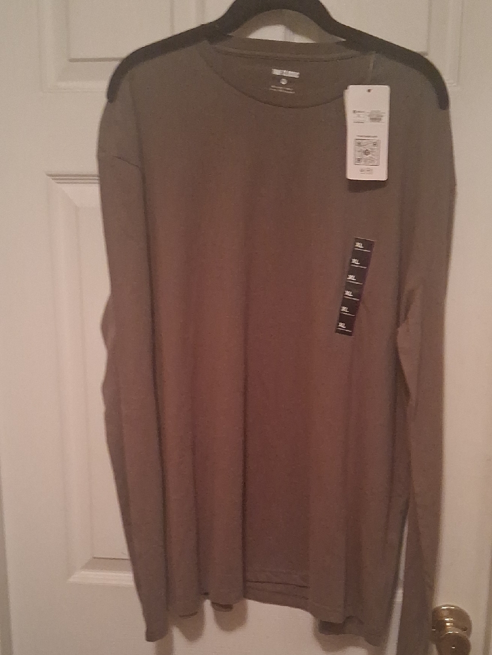 Long Sleeve Crew Neck Shirt - Olive Brown XL